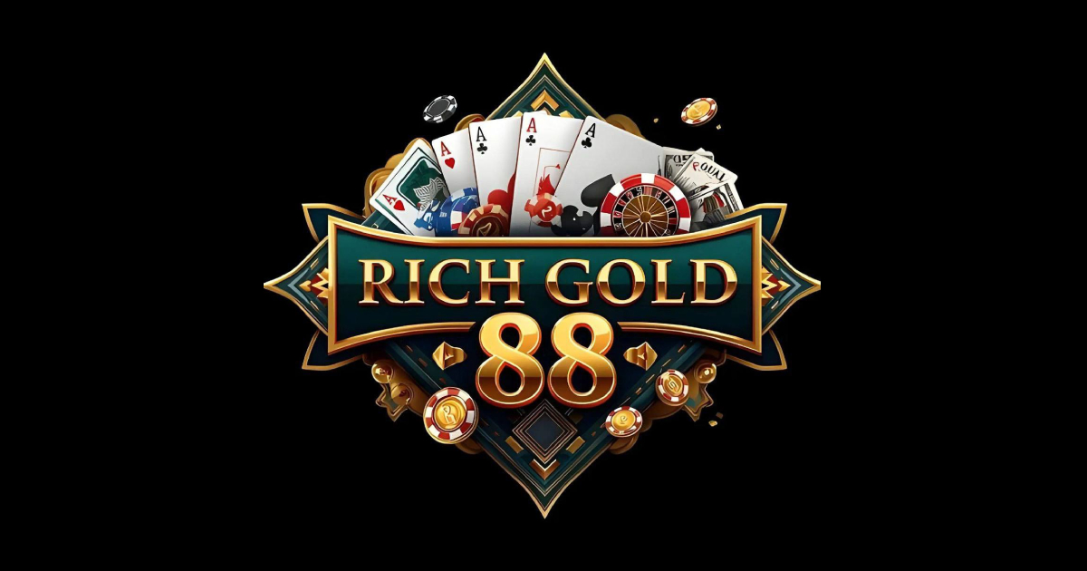 Rich Gold 888 main banner showing the digital entertainment platform interface on mobile and desktop devices